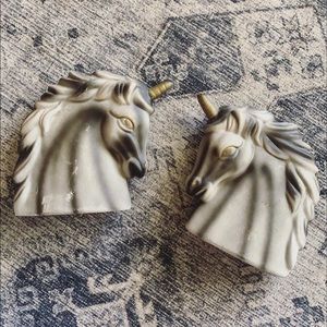 Vintage Unicorn Head Bookends